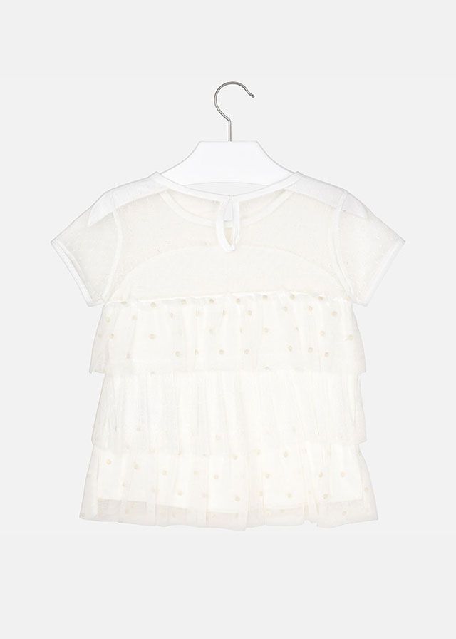 Mayoral Πουκαμίσα Γκοφρέ Εκρού Για Κορίτσι 29-06122-047