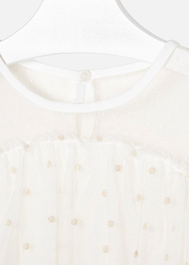 Mayoral Πουκαμίσα Γκοφρέ Εκρού Για Κορίτσι 29-06122-047