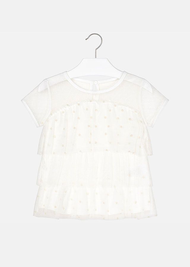 Mayoral Πουκαμίσα Γκοφρέ Εκρού Για Κορίτσι 29-06122-047