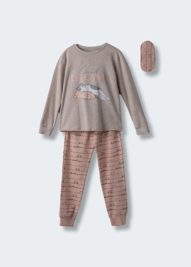 Εβίτα Πιτζάμα Με Μάσκα Ύπνου Ροζ H-358