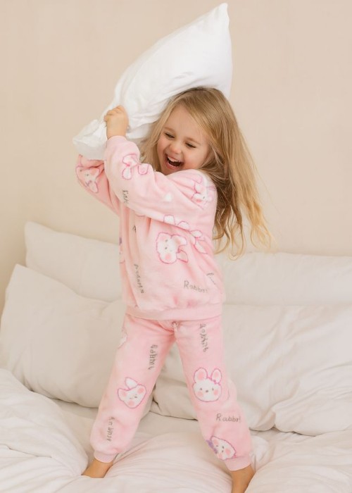 Εβίτα Πιτζάμα Βελουτέ Ροζ H-219