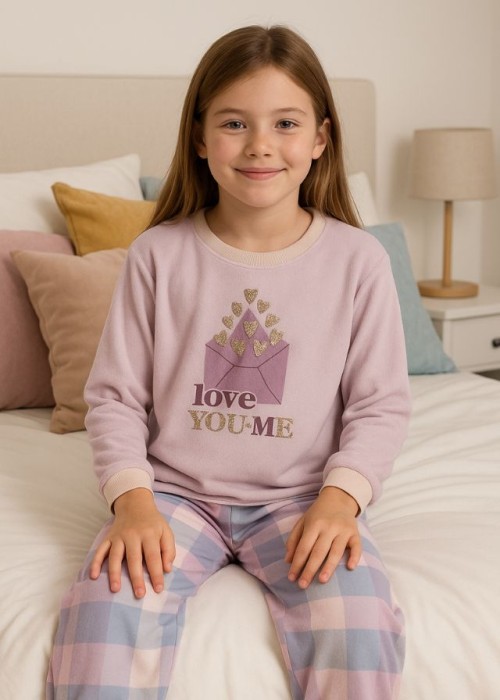 Εβίτα Πιτζάμα Βελουτέ Μωβ H-335