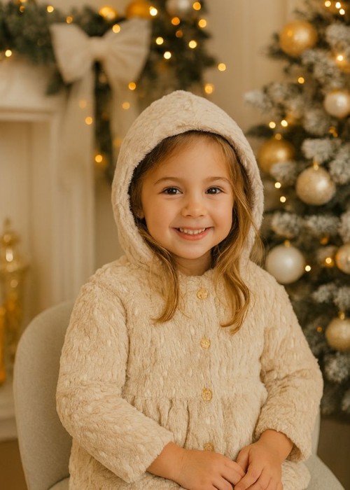 Εβίτα Γούνα Με Κουκούλα Μπεζ 239264