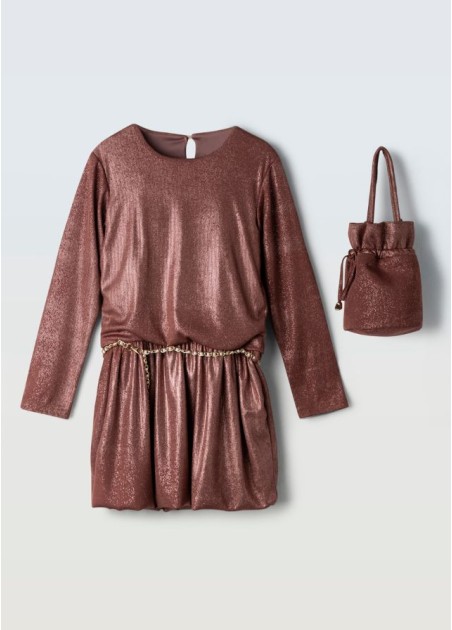 Εβίτα Σετ Φόρεμα Με Τσάντα Μπρονζέ 255067
