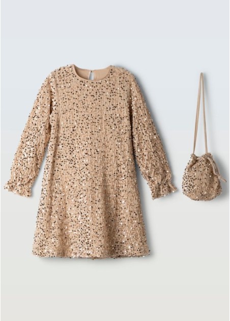 Εβίτα Σετ Φόρεμα Με Τσάντα Χρυσό 255054