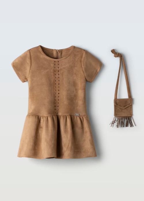 Εβίτα Σετ Φόρεμα Με Τσάντα Καφέ 255208