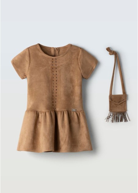 Εβίτα Σετ Φόρεμα Με Τσάντα Καφέ 255208